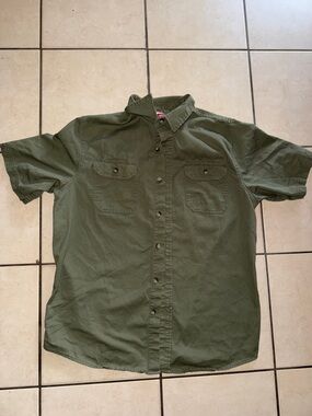 Men's Short-Sleeve Button-Down Workshirt - Olive Green